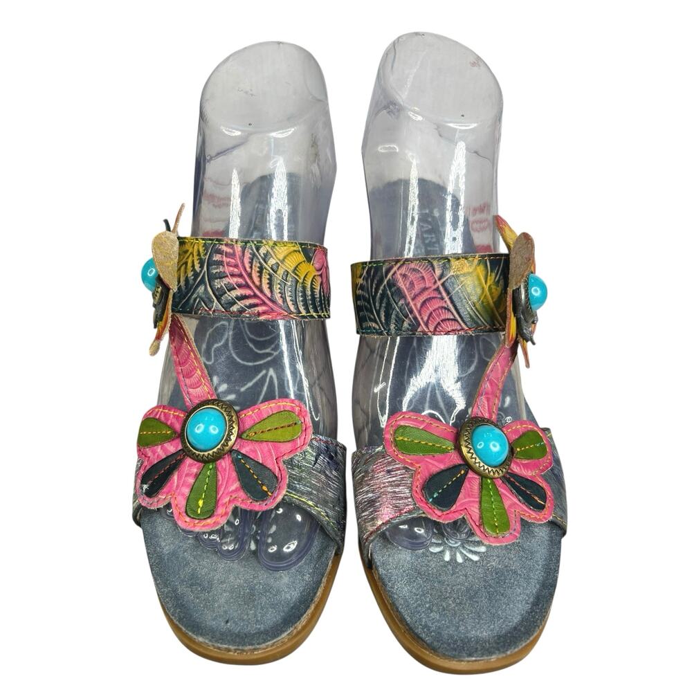 L’artiste By Spring Step Women’s Erbal Blue Floral Heel Sandal Size 38 US 7.5/8 - Picture 7 of 11